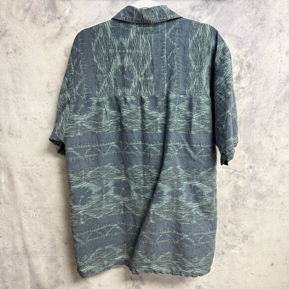 Vintage Bugle Boy Loop Collar Button Up Shirt Mens L 23x31 Short Sleeve - Picture 2 of 7